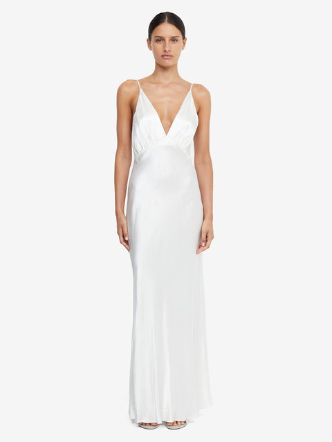 Moon Dance V Neck Bride Bridesmaid Maxi Dress in Ivory by Bec + Bridge