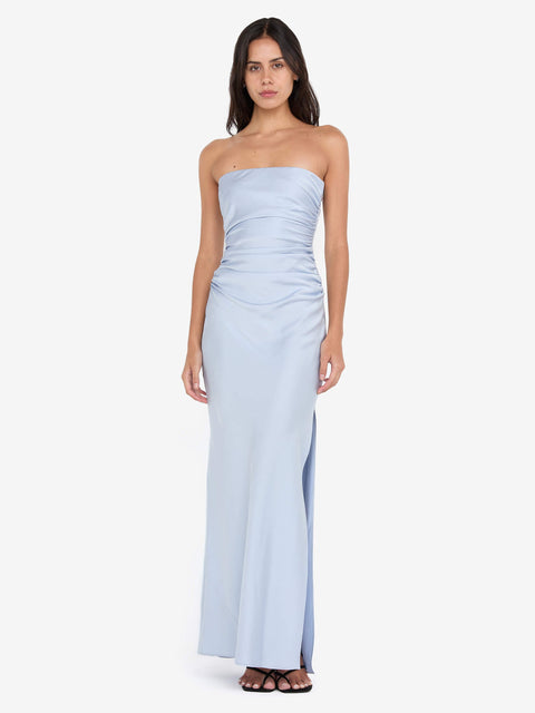 ETERNITY STRAPLESS MAXI DRESS - DUSTY BLUE