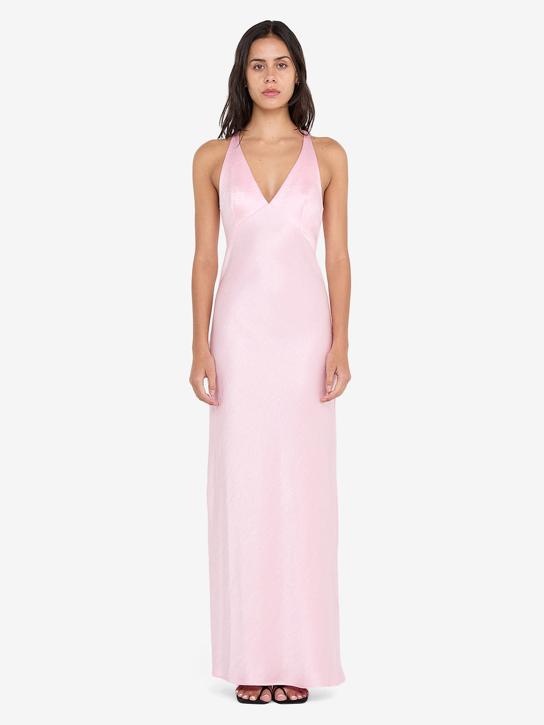THE DREAMER V NECK DRESS - POWDER PINK