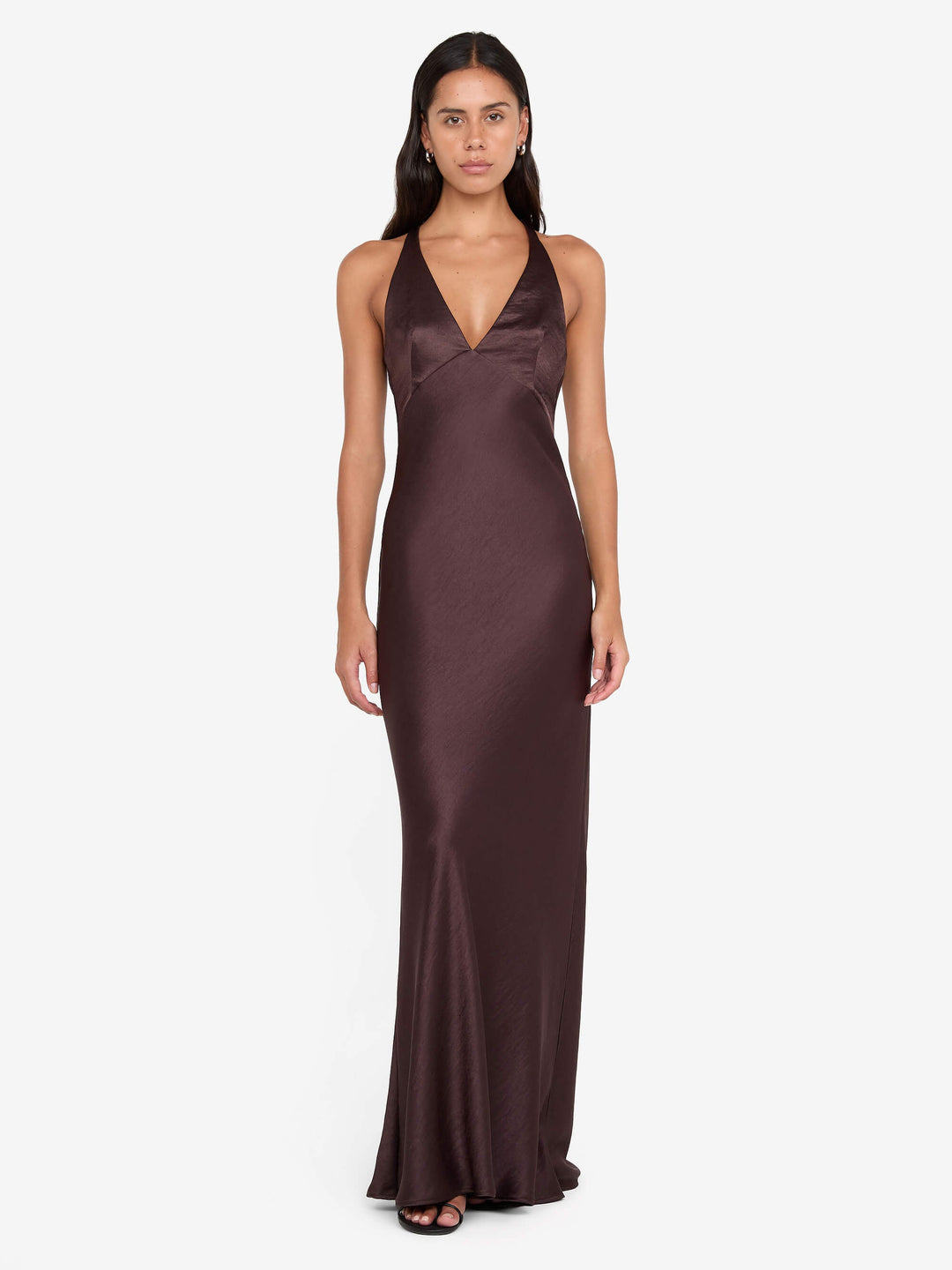 THE DREAMER V NECK DRESS - DARK CHOCOLATE