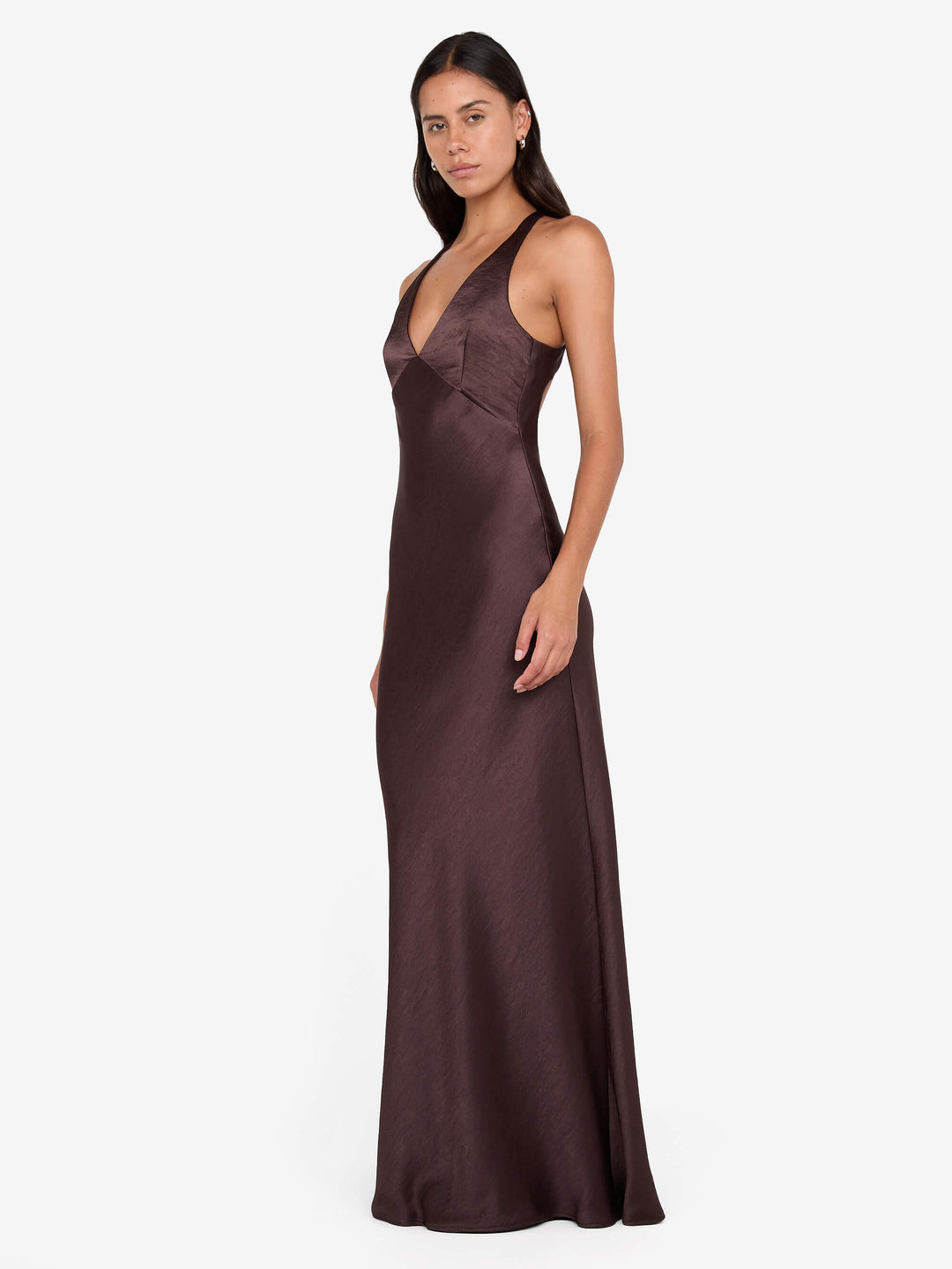 THE DREAMER V NECK DRESS - DARK CHOCOLATE