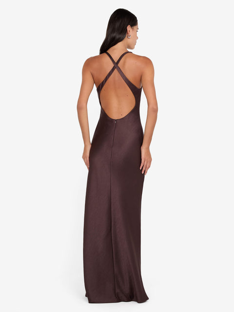 THE DREAMER V NECK DRESS - DARK CHOCOLATE