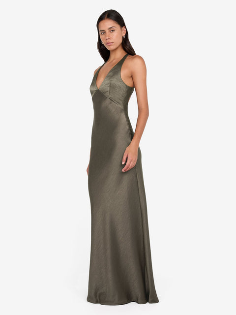 THE DREAMER V NECK DRESS - DK WILLOW