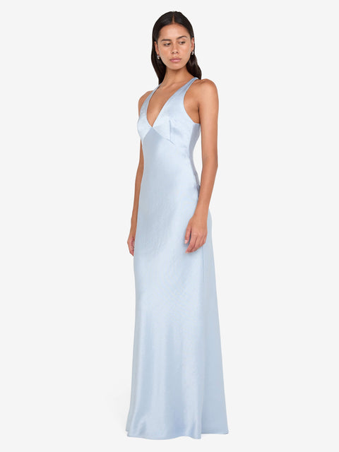 THE DREAMER V NECK DRESS - DUSTY BLUE