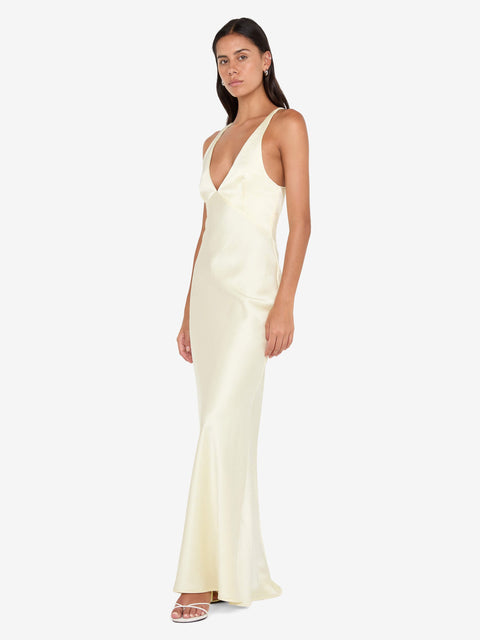 THE DREAMER V NECK DRESS - ICE YELLOW