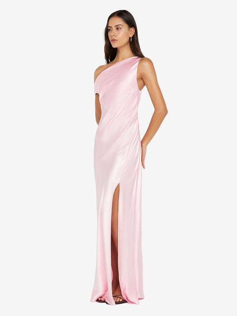 SOL ASYM DRESS - POWDER PINK