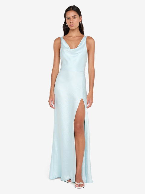 AUSTEN COWL NECK MAXI DRESS - ARCTIC BLUE
