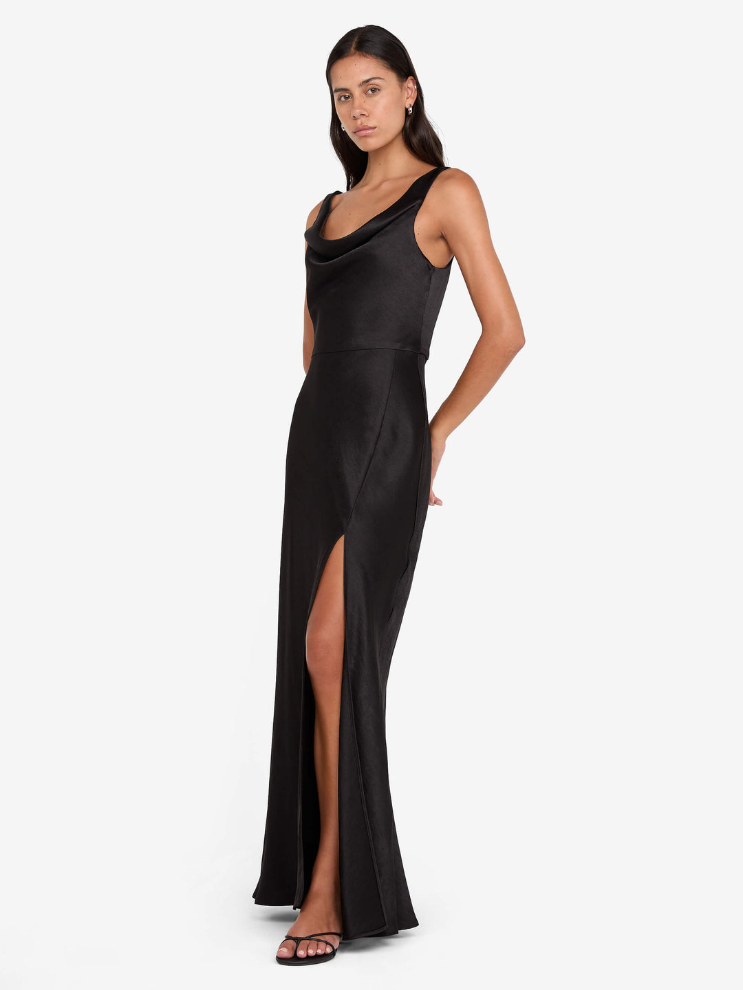 AUSTEN COWL NECK MAXI DRESS - BLACK