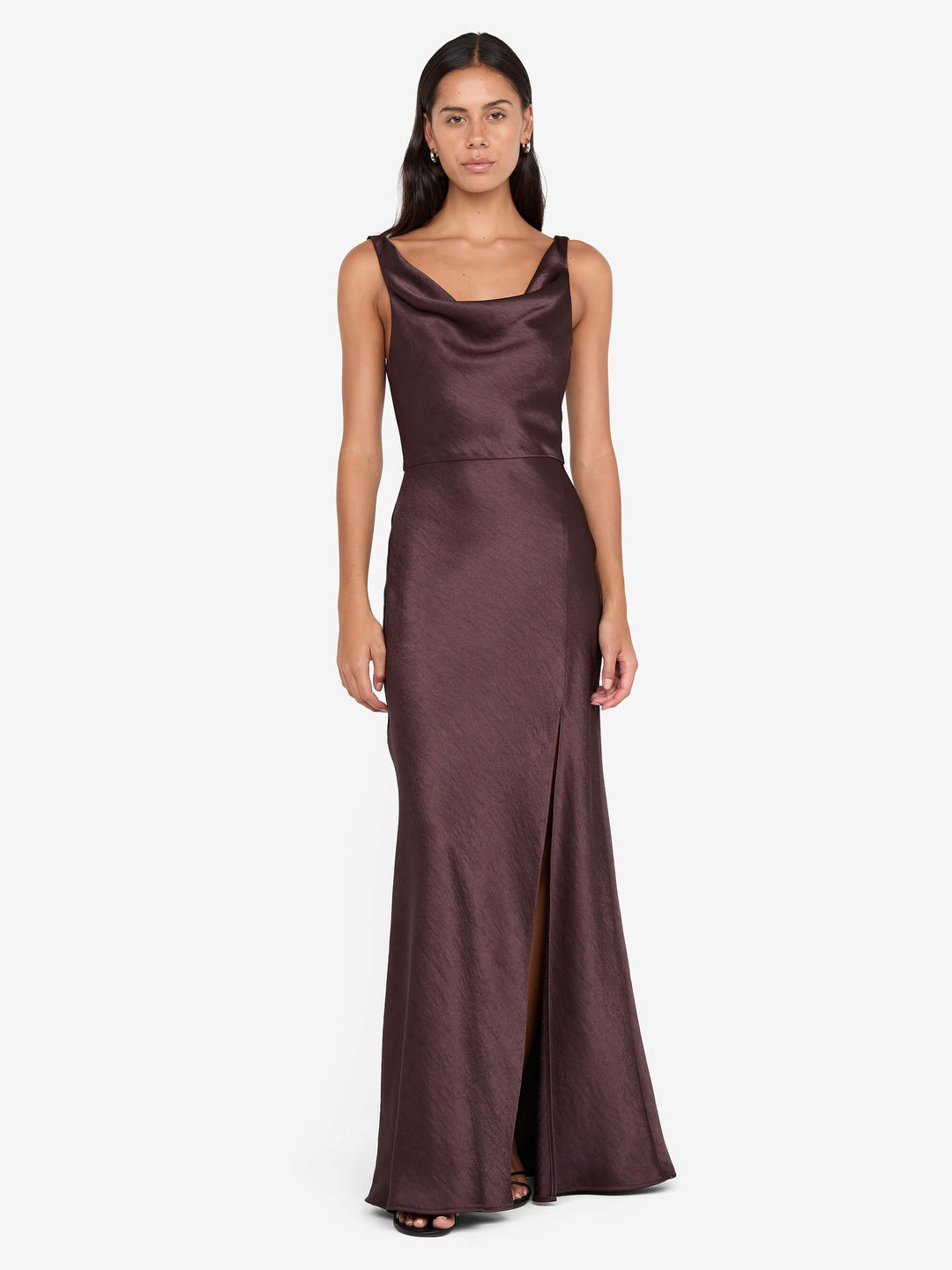 AUSTEN COWL NECK MAXI DRESS - DARK CHOCOLATE