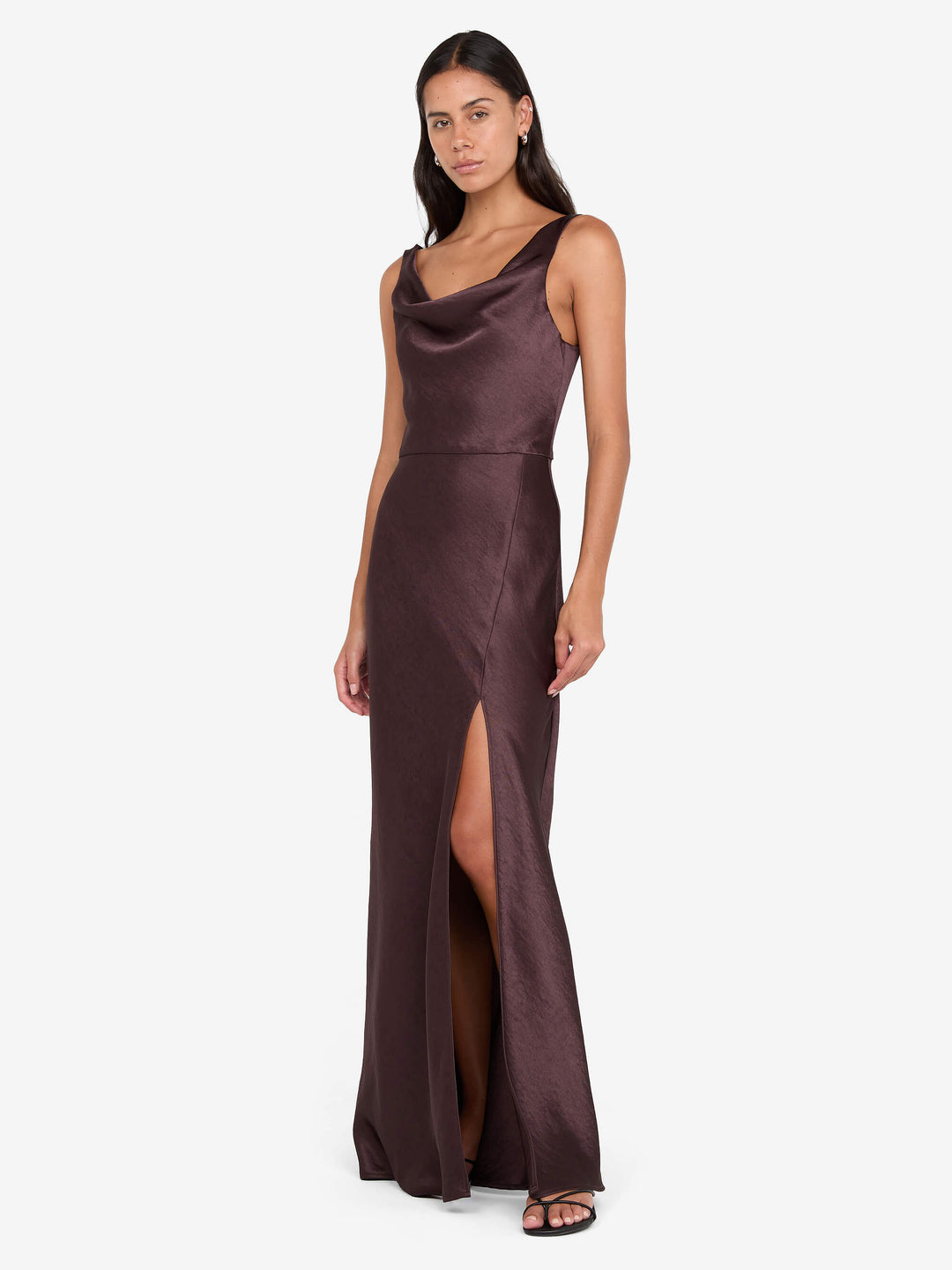 AUSTEN COWL NECK MAXI DRESS - DARK CHOCOLATE