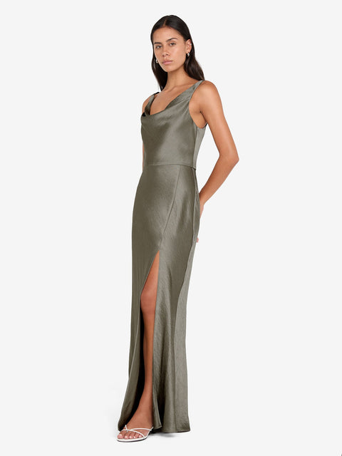 AUSTEN COWL NECK MAXI DRESS - DK WILLOW