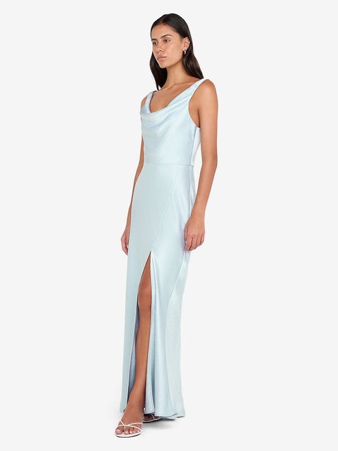 AUSTEN COWL NECK MAXI DRESS - ARCTIC BLUE