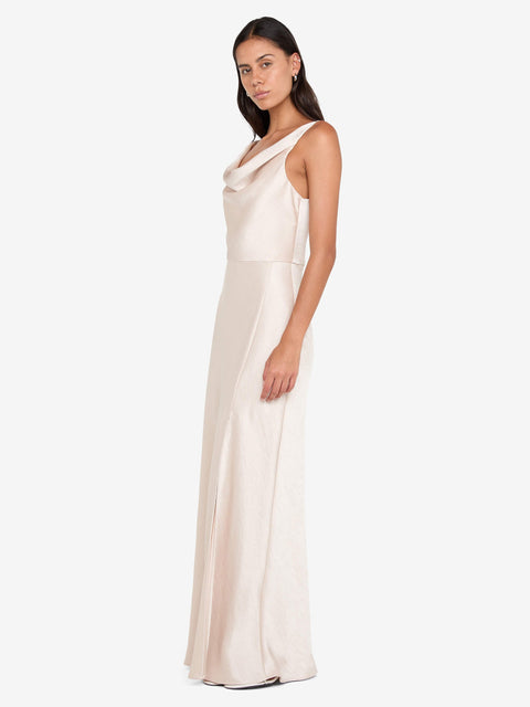 AUSTEN COWL NECK MAXI DRESS - SAND