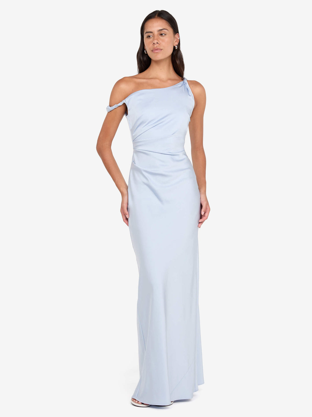 LUNETTA TWIST STRAP DRESS - DUSTY BLUE