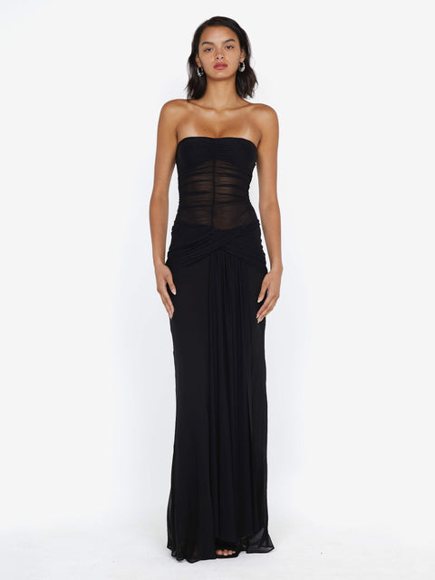 NOEMI STRAPLESS DRESS - BLACK