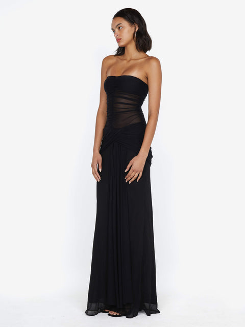 NOEMI STRAPLESS DRESS - BLACK