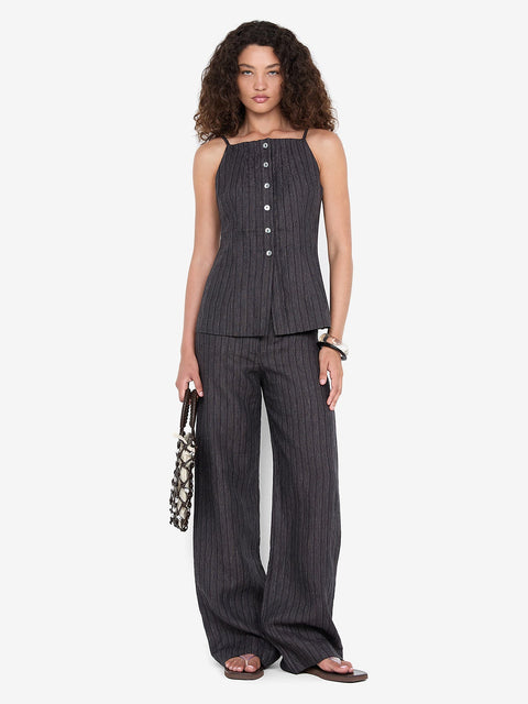 ZURI TOP - CHARCOAL STRIPE