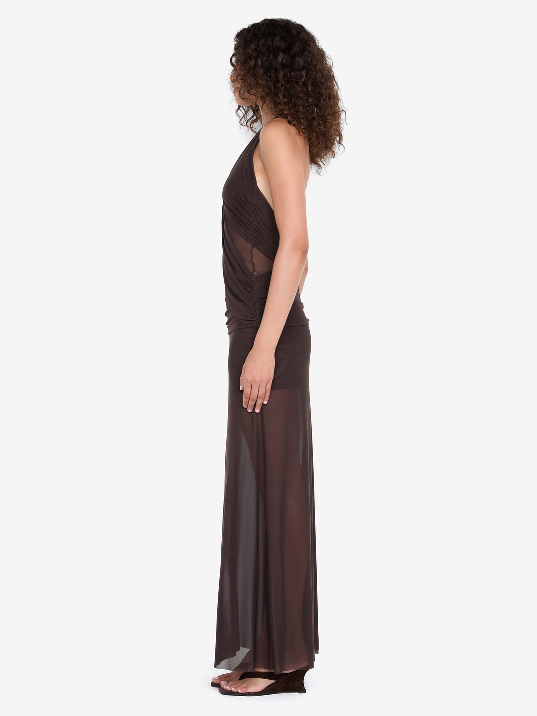 DEIJA HALTER MAXI DRESS - DARK CHOCOLATE