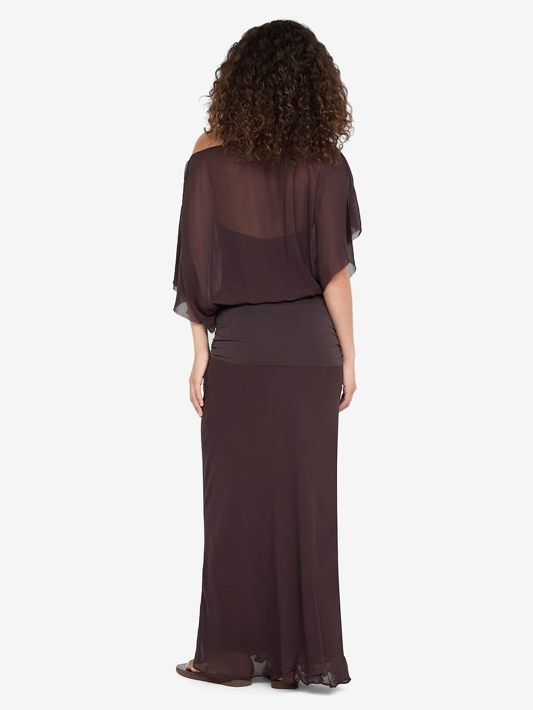 DELILAH OVERLAY MAXI DRESS - DARK CHOCOLATE