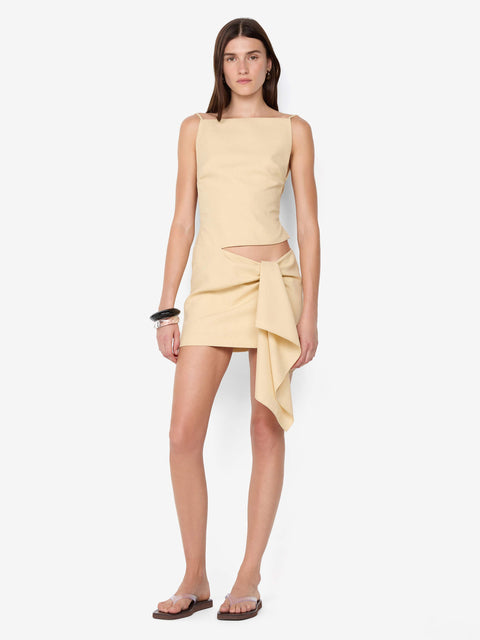 VARA DRAPE MINI DRESS - SANDSTONE