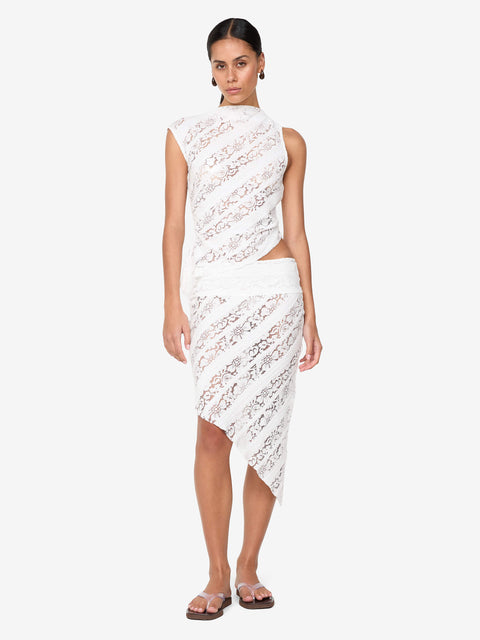 HENRIETTA ASYM SKIRT - WHITE