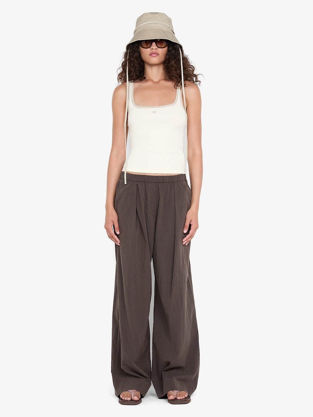 LANA SQUARE NECK TANK - CHALK / CEMENT