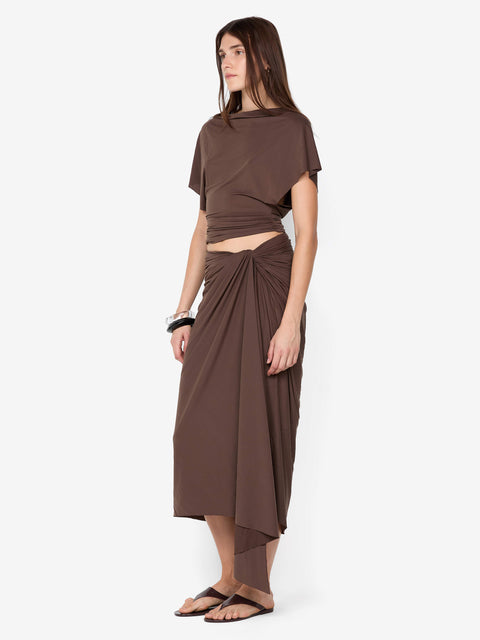 CLEMENTINE DRAPE SKIRT - MILK CHOCOLATE