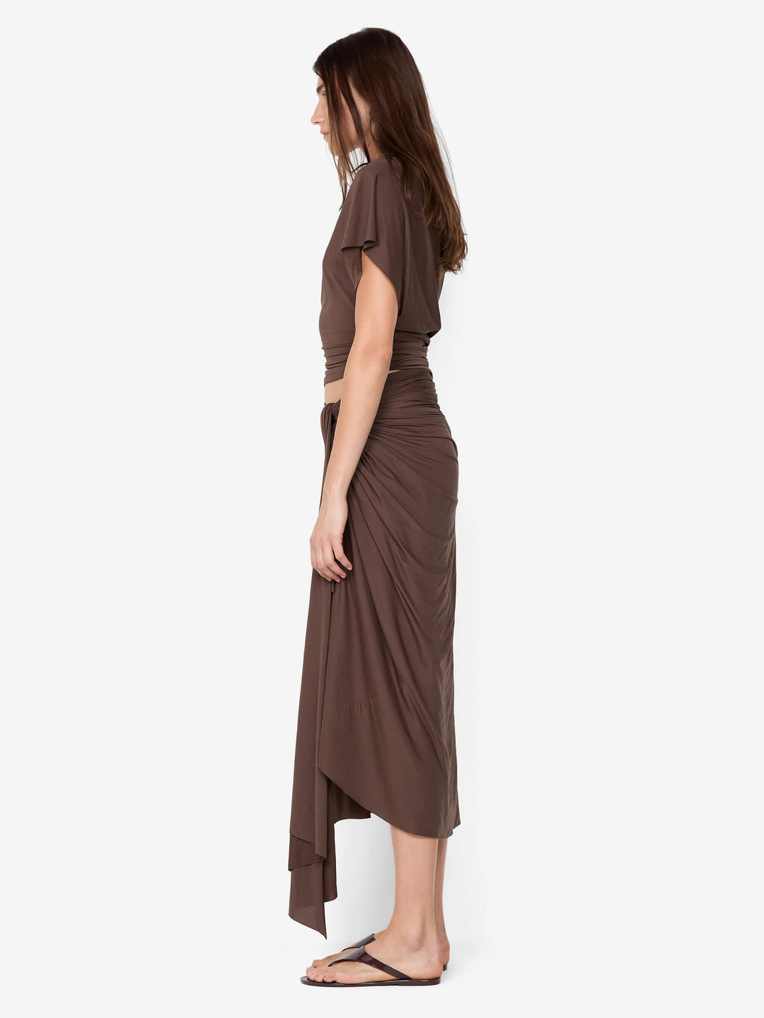 CLEMENTINE DRAPE SKIRT - MILK CHOCOLATE