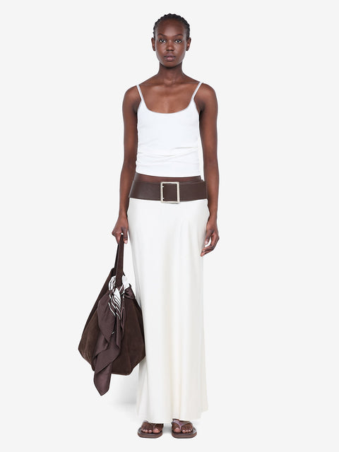 SILK BIAS MAXI SKIRT - CREAM