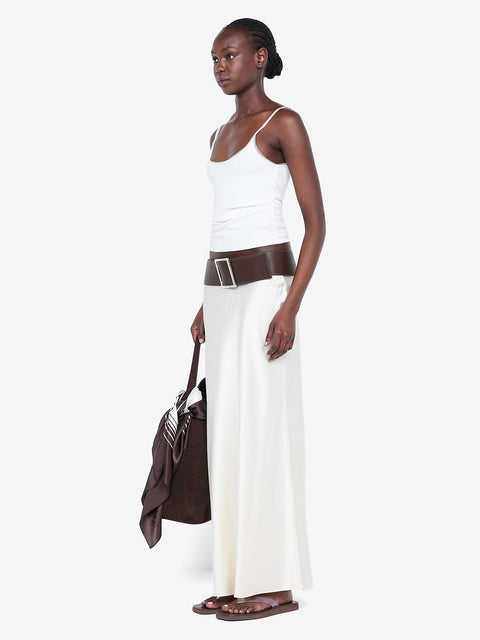 SILK BIAS MAXI SKIRT - CREAM