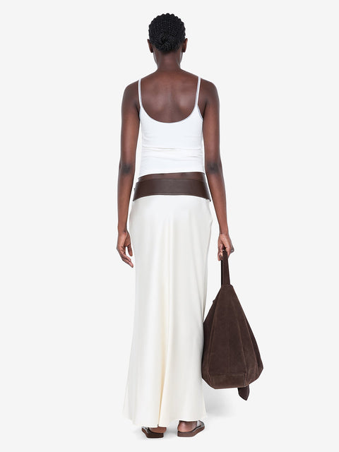 SILK BIAS MAXI SKIRT - CREAM