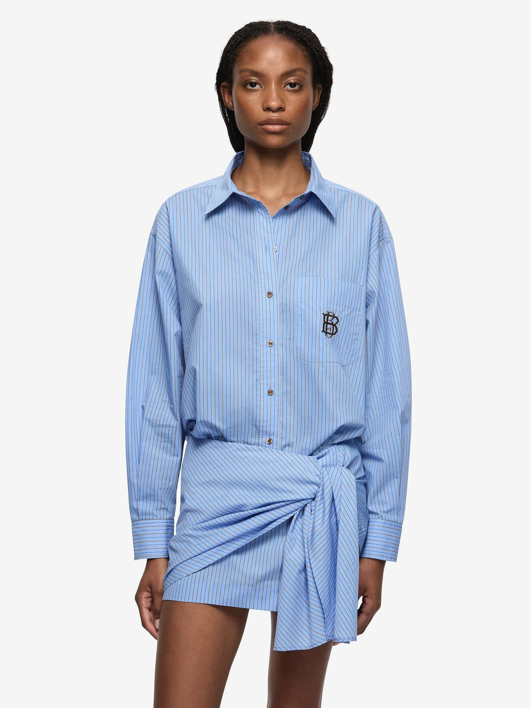 LINUS MINI SKIRT - CHAMBRAY BLUE STRIPE