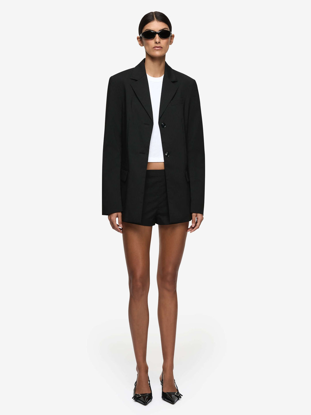 MARCELLI BLAZER  - BLACK/WHITE PINSTRIPE