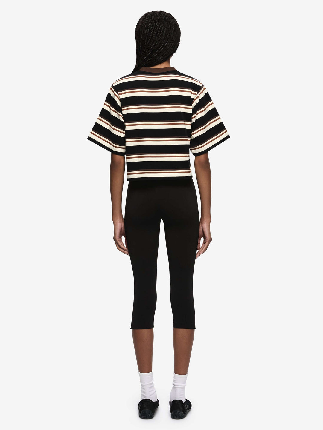 NIKA CROPPED JERSEY - BLACK/CHOCOLATE STRIPE