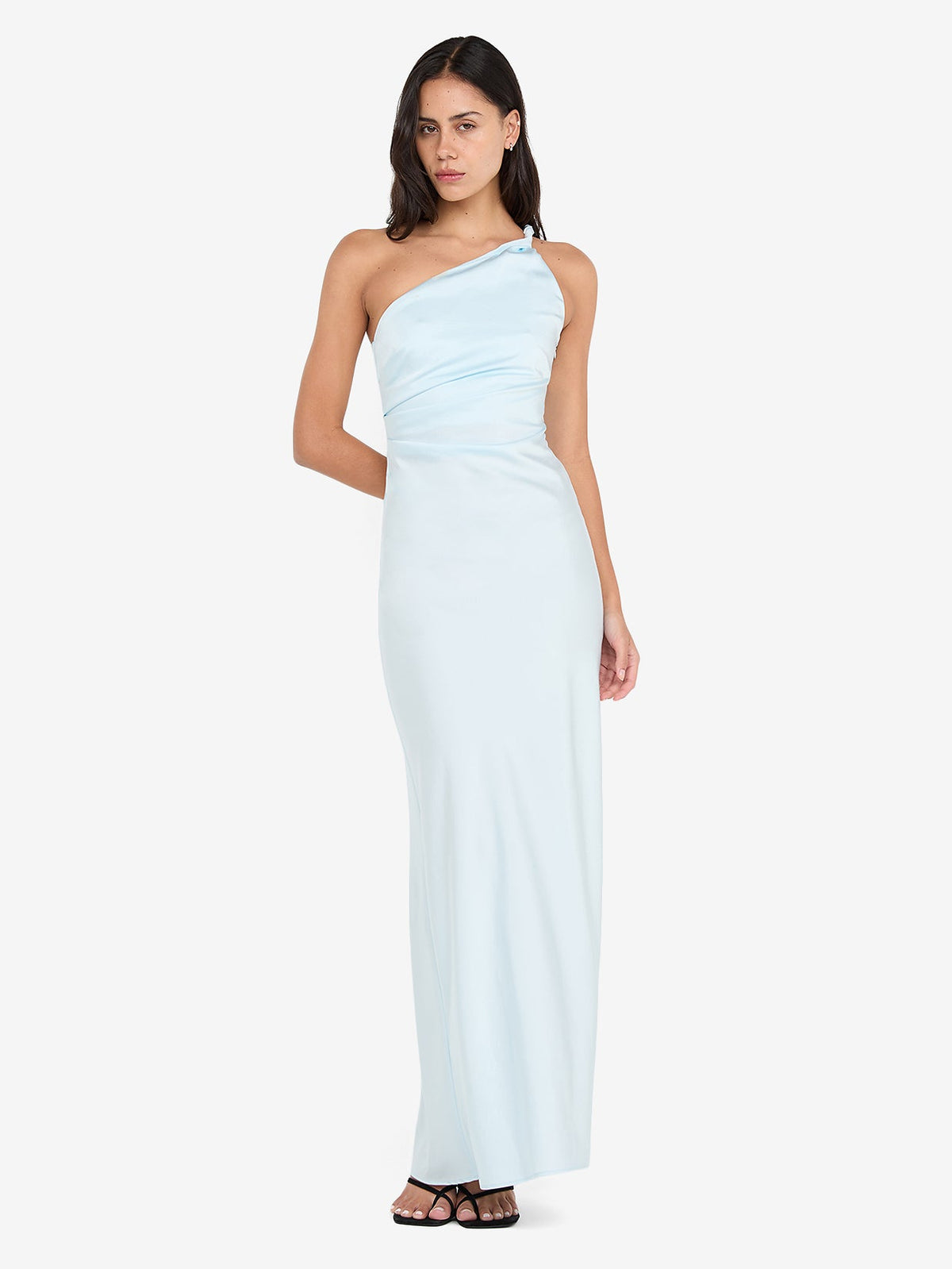 bec and bridge blue bridesmaid dress Austen Cowl Neck Maxi Dress in Dusty Blue