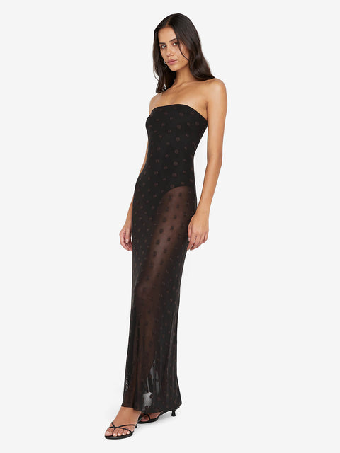 KARLA STRAPLESS MAXI DRESS - BLACK/CHOC SPOT