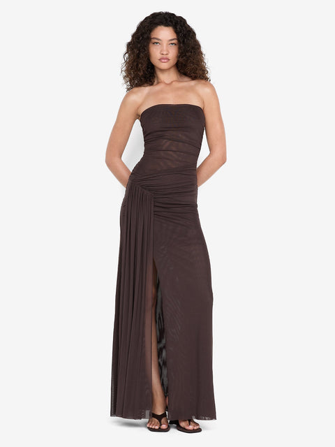 IDA STRAPLESS DRESS - DARK CHOCOLATE