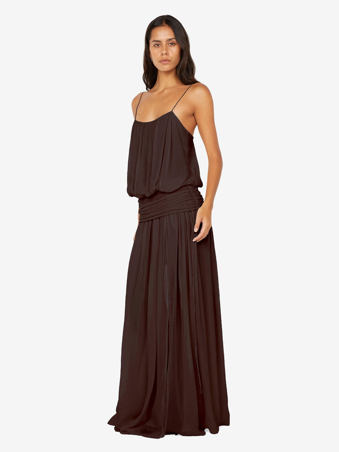 CAMILLE BLOUSON DRESS - DARK CHOCOLATE