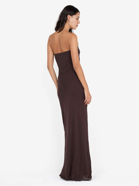 SONEVA STRAPLESS MAXI DRESS - DARK CHOCOLATE