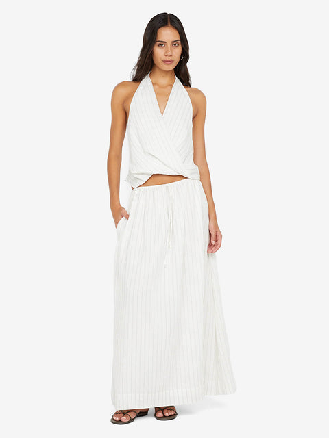 SASKI MAXI SKIRT - WHITE/BLACK STRIPE