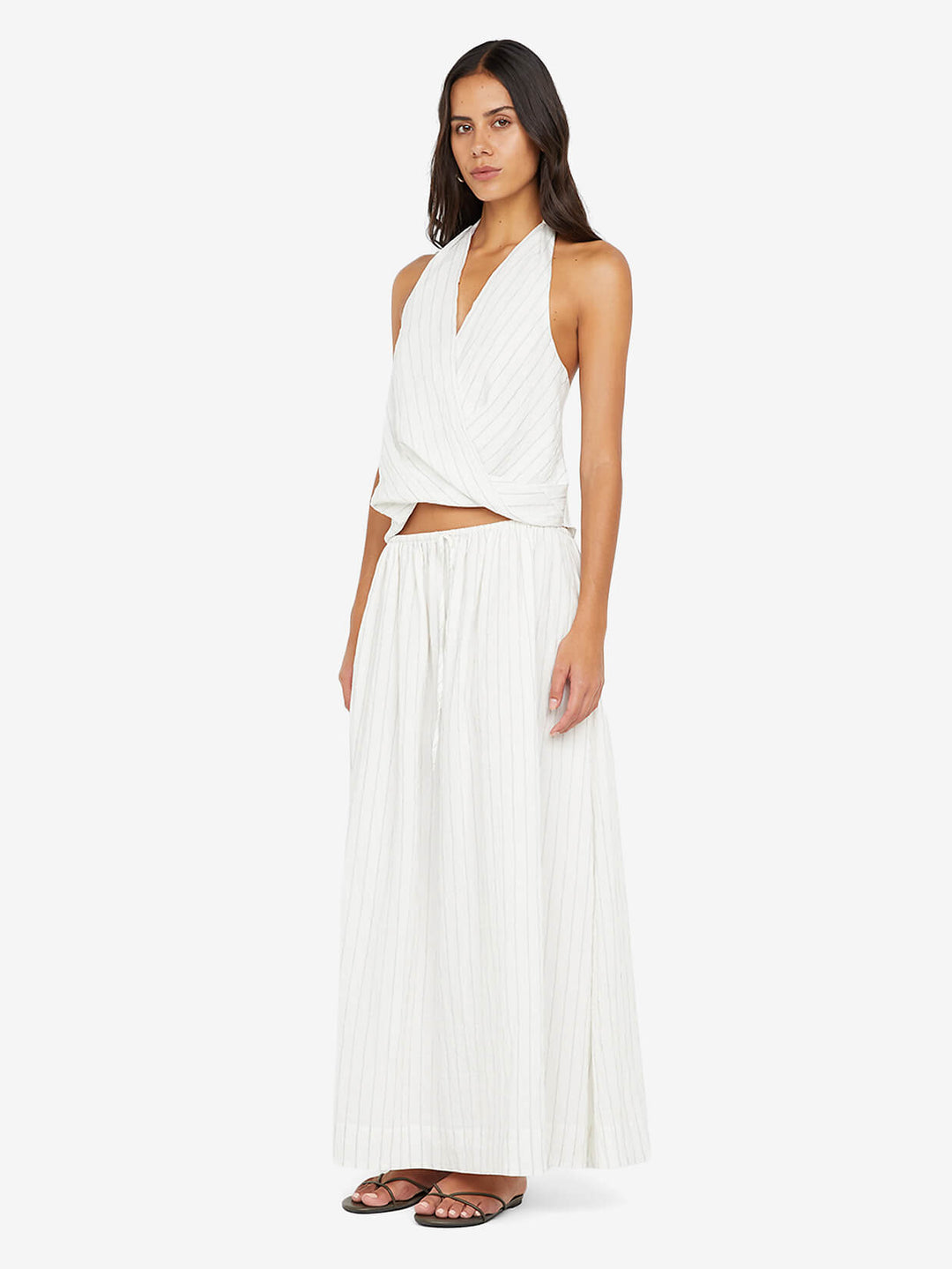 SASKI MAXI SKIRT - WHITE/BLACK STRIPE
