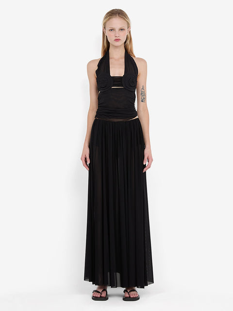 DANTE SPIRAL HALTER TOP - BLACK