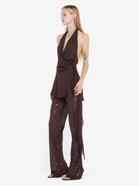 ARIELLE PANT - DARK CHOC SEQUIN