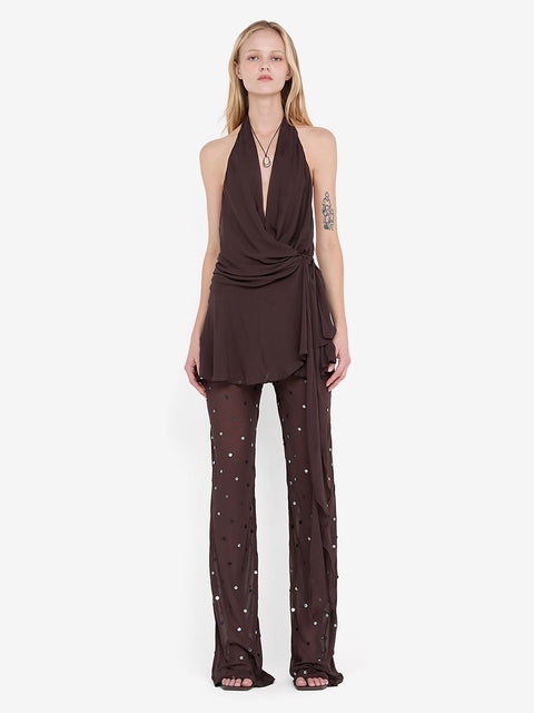 ARIELLE PANT - DARK CHOC SEQUIN
