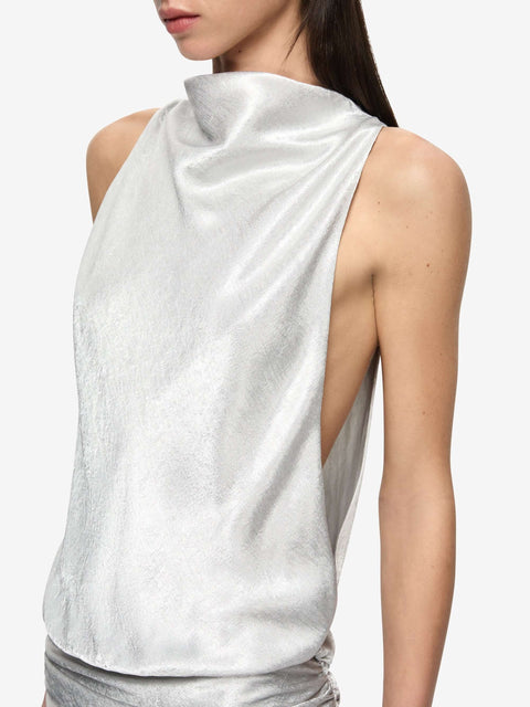 JUNA HIGH NECK MINI DRESS - SILVER