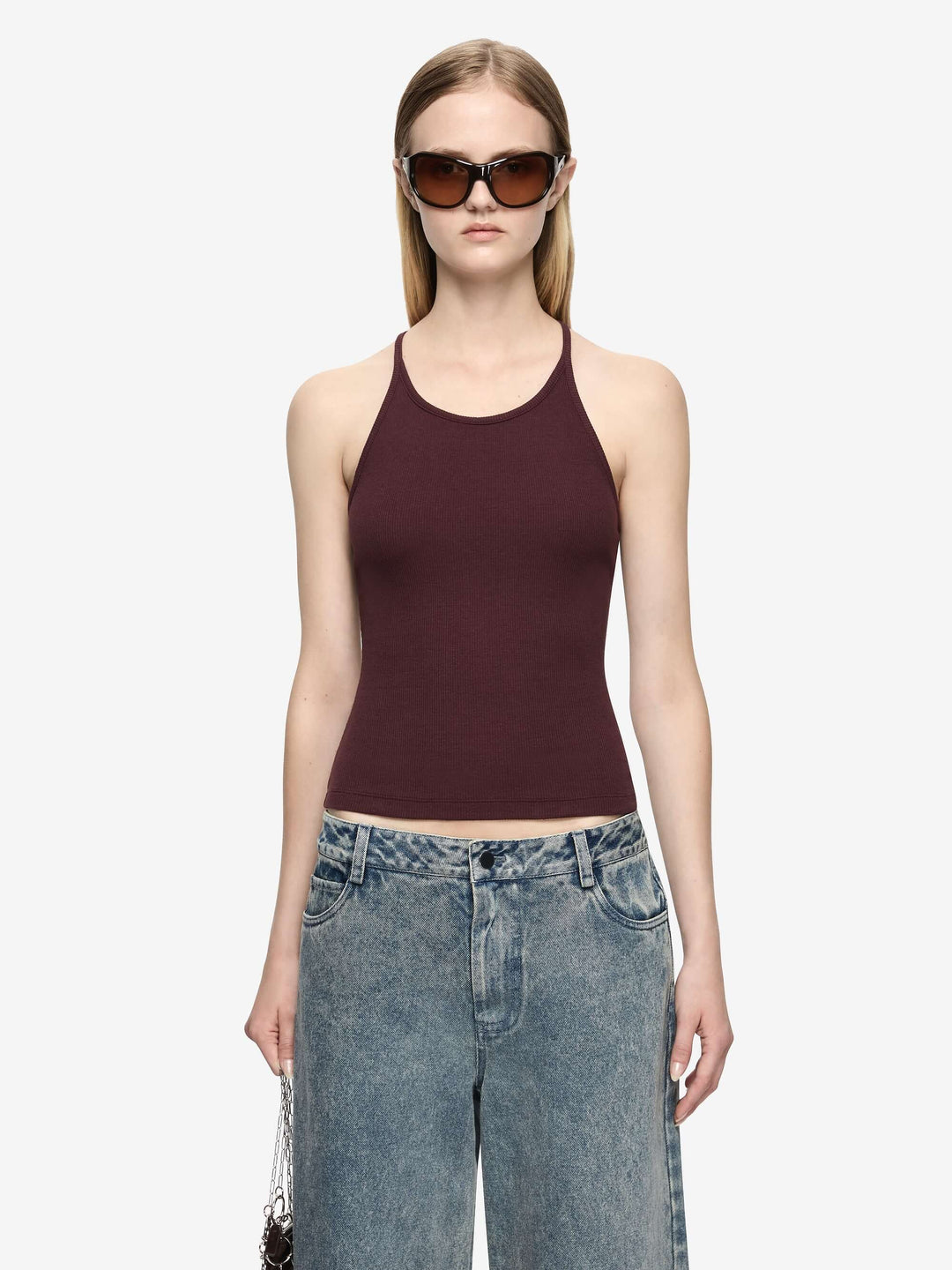 AZURI RACER BACK TOP - AUBERGINE