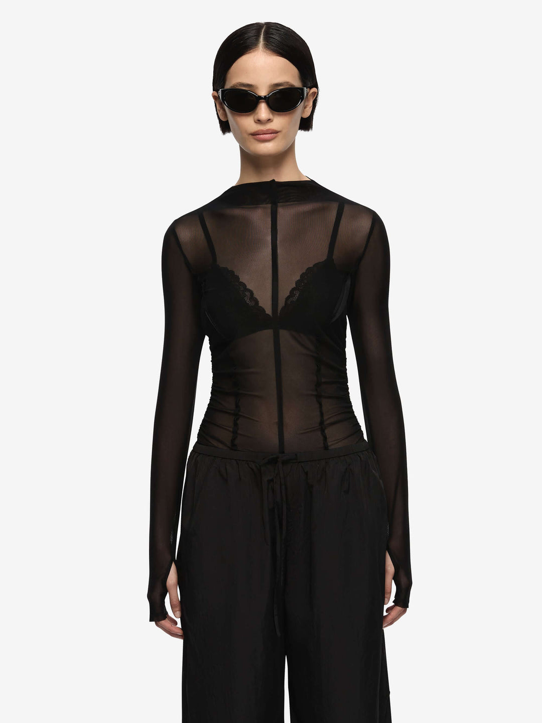 DELILA LONG SLEEVE TOP - BLACK