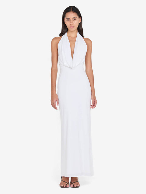 NESSIE COWL NECK MAXI DRESS - WHITE