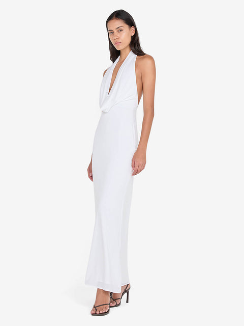 NESSIE COWL NECK MAXI DRESS - WHITE