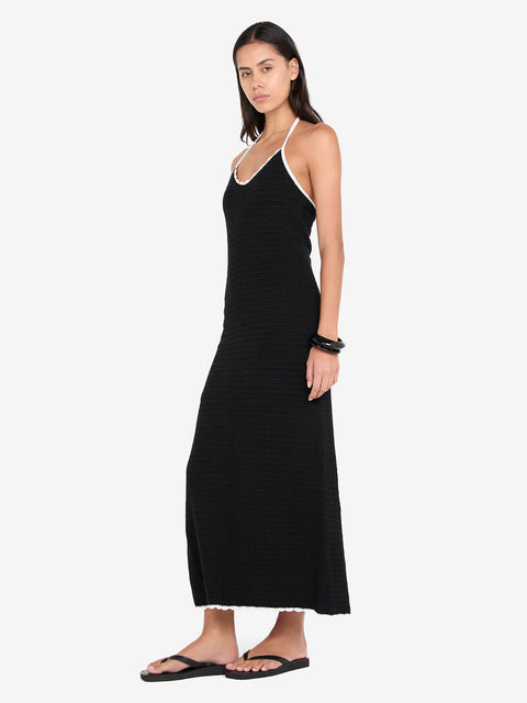 RAVYN HALTER MAXI DRESS - BLACK/WHITE